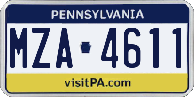 PA license plate MZA4611