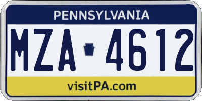 PA license plate MZA4612