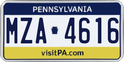 PA license plate MZA4616