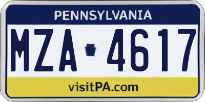 PA license plate MZA4617