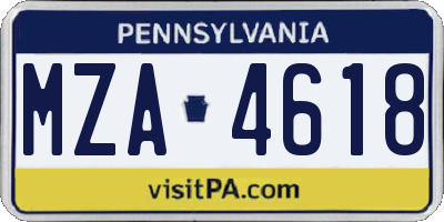 PA license plate MZA4618