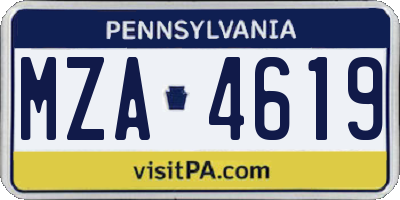 PA license plate MZA4619