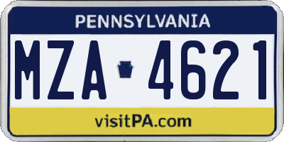 PA license plate MZA4621