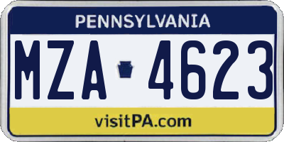 PA license plate MZA4623