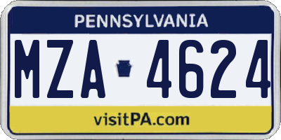 PA license plate MZA4624