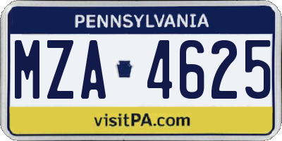 PA license plate MZA4625