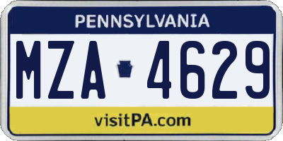 PA license plate MZA4629