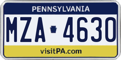 PA license plate MZA4630