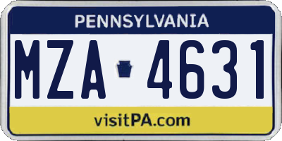 PA license plate MZA4631