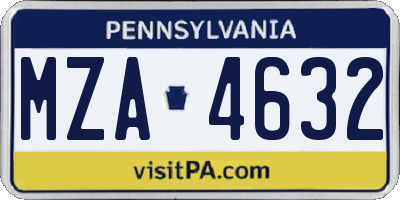 PA license plate MZA4632