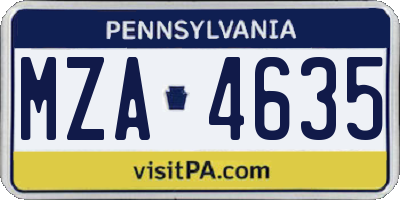PA license plate MZA4635