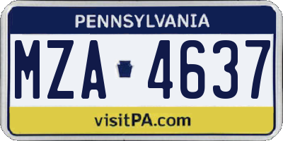 PA license plate MZA4637