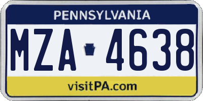 PA license plate MZA4638