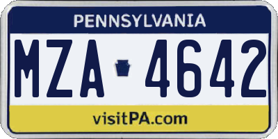 PA license plate MZA4642