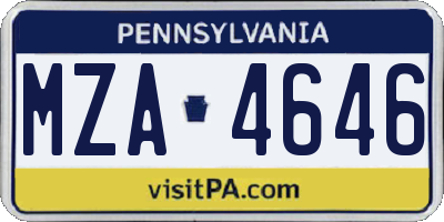 PA license plate MZA4646