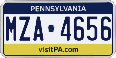 PA license plate MZA4656