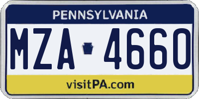PA license plate MZA4660