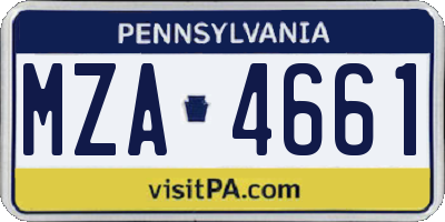 PA license plate MZA4661