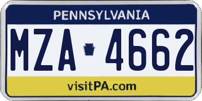 PA license plate MZA4662