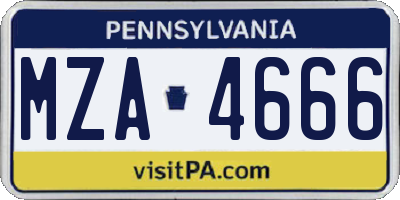 PA license plate MZA4666