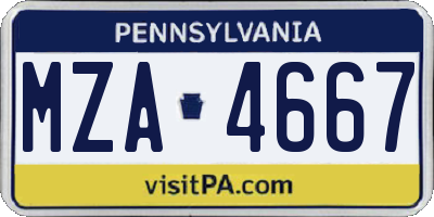 PA license plate MZA4667
