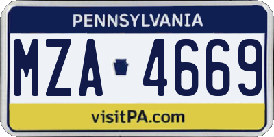 PA license plate MZA4669