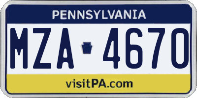 PA license plate MZA4670