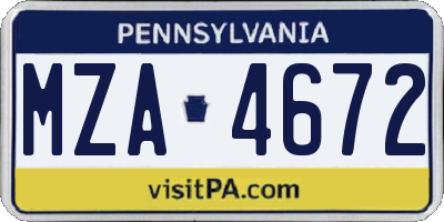 PA license plate MZA4672