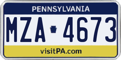 PA license plate MZA4673