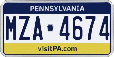 PA license plate MZA4674