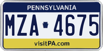 PA license plate MZA4675