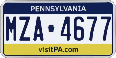 PA license plate MZA4677