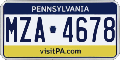 PA license plate MZA4678