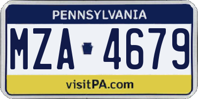 PA license plate MZA4679