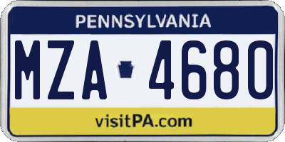 PA license plate MZA4680