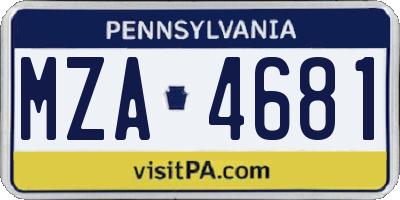 PA license plate MZA4681