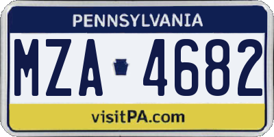 PA license plate MZA4682