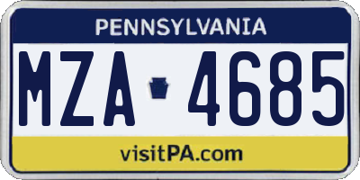 PA license plate MZA4685