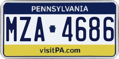 PA license plate MZA4686
