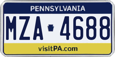PA license plate MZA4688