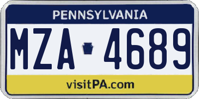 PA license plate MZA4689