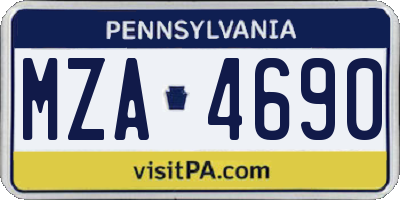 PA license plate MZA4690