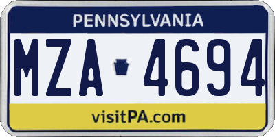 PA license plate MZA4694