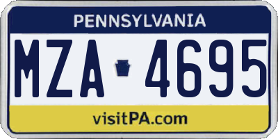 PA license plate MZA4695