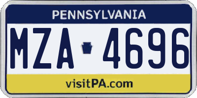 PA license plate MZA4696