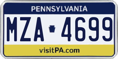 PA license plate MZA4699