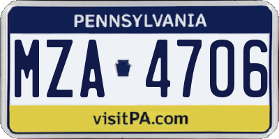 PA license plate MZA4706