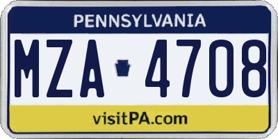 PA license plate MZA4708