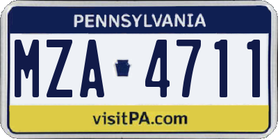 PA license plate MZA4711