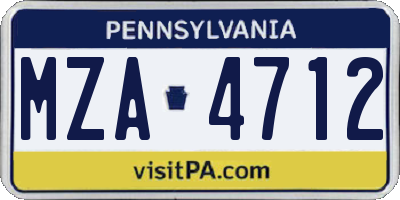 PA license plate MZA4712